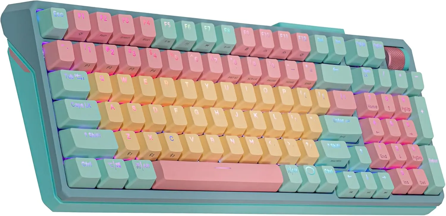 Cooler Master MK770 Macaron Wireless Mechanical RGB Gaming Keyboard, Kailh Box V2 Click White Switches, Gasket Structure, Hot-Swappable, Bluetooth|2.4GHz, Tactile 3-Way Dial, QWERTY (MK-770-MCKW1-US)