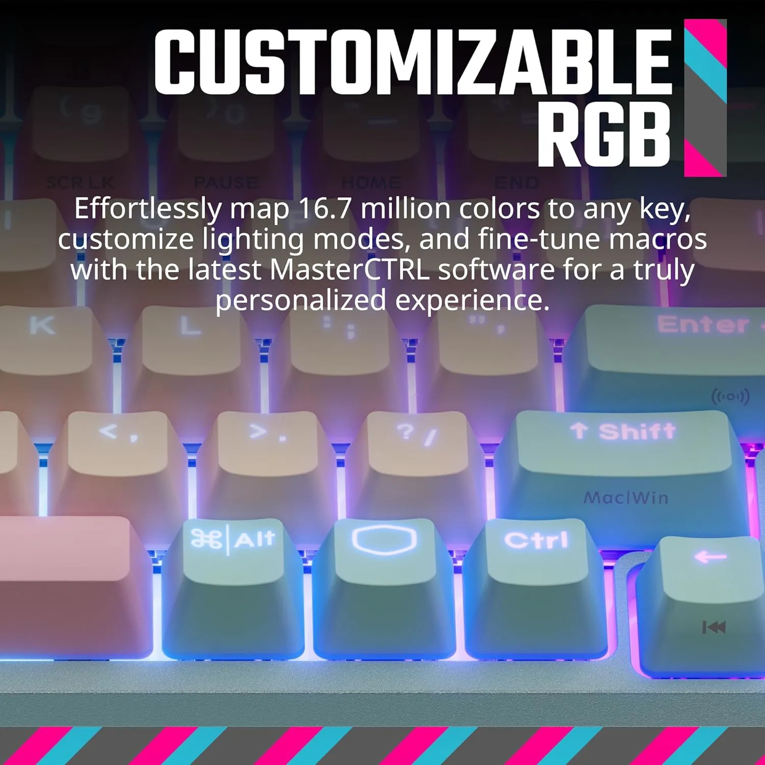 Cooler Master MK770 Macaron Wireless Mechanical RGB Gaming Keyboard, Kailh Box V2 Click White Switches, Gasket Structure, Hot-Swappable, Bluetooth|2.4GHz, Tactile 3-Way Dial, QWERTY (MK-770-MCKW1-US)