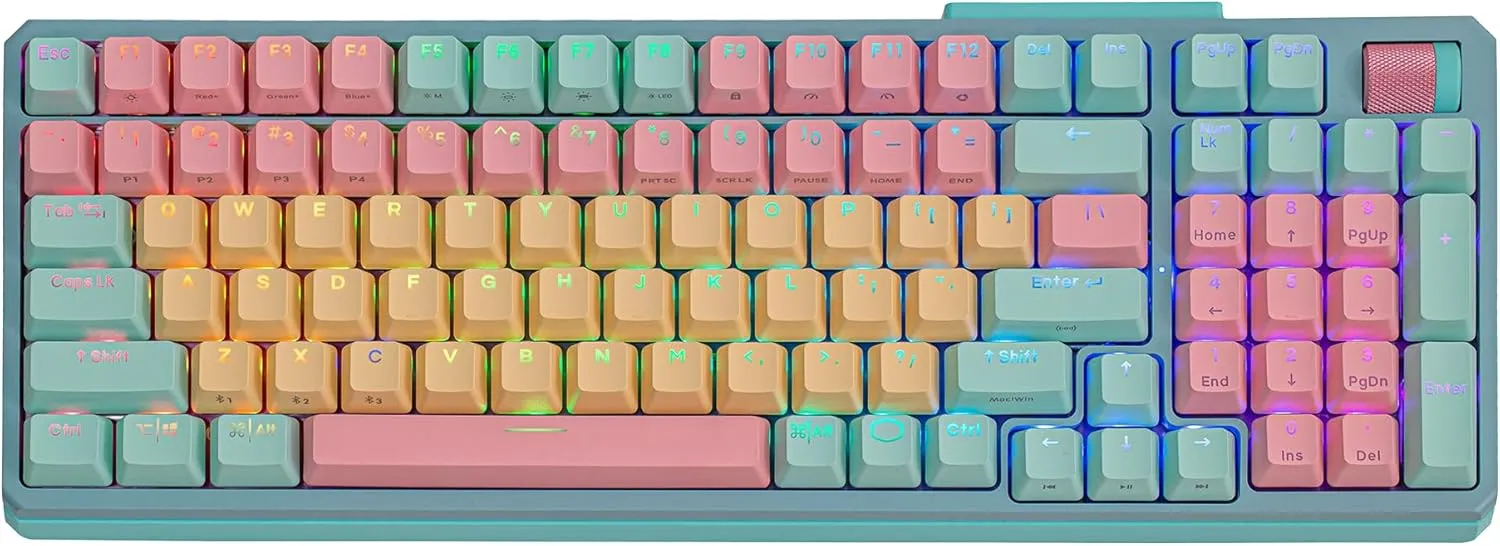 Cooler Master MK770 Macaron Wireless Mechanical RGB Gaming Keyboard, Kailh Box V2 Click White Switches, Gasket Structure, Hot-Swappable, Bluetooth|2.4GHz, Tactile 3-Way Dial, QWERTY (MK-770-MCKW1-US)