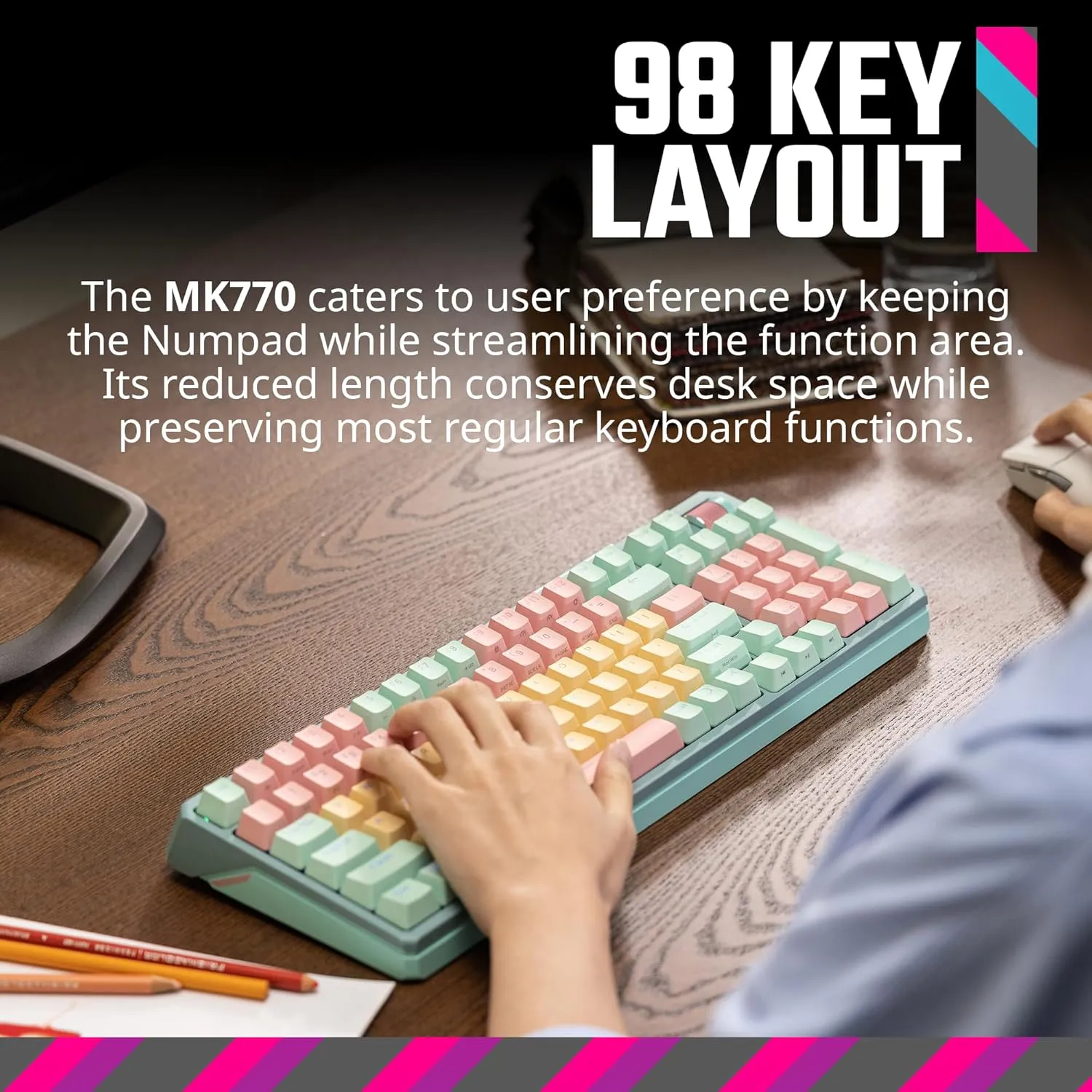 Cooler Master MK770 Macaron Wireless Mechanical RGB Gaming Keyboard, Kailh Box V2 Click White Switches, Gasket Structure, Hot-Swappable, Bluetooth|2.4GHz, Tactile 3-Way Dial, QWERTY (MK-770-MCKW1-US)