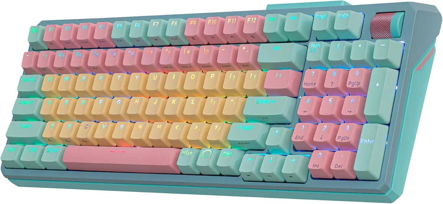 Cooler Master MK770 Macaron Wireless Mechanical RGB Gaming Keyboard, Kailh Box V2 Click White Switches, Gasket Structure, Hot-Swappable, Bluetooth|2.4GHz, Tactile 3-Way Dial, QWERTY (MK-770-MCKW1-US)