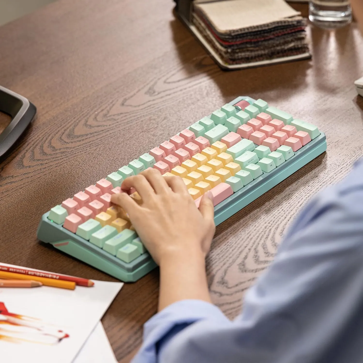 Cooler Master MK770 Macaron Wireless Mechanical RGB Gaming Keyboard, Kailh Box V2 Click White Switches, Gasket Structure, Hot-Swappable, Bluetooth|2.4GHz, Tactile 3-Way Dial, QWERTY (MK-770-MCKW1-US)