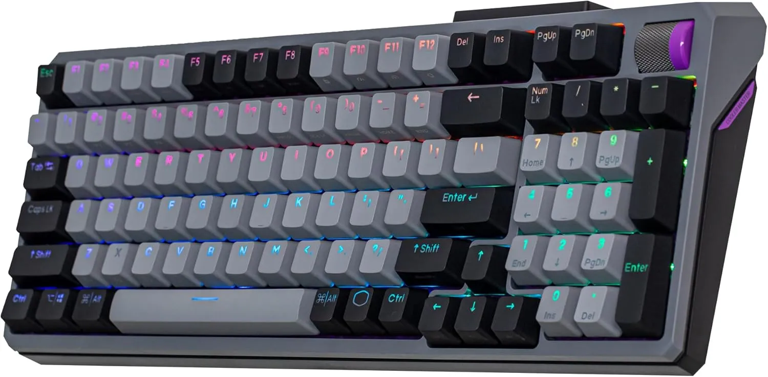 Cooler Master MK770 Wireless Mechanical RGB Gaming Keyboard, Kailh Box V2 Soft Click White Switches, Gasket Structure, Hot-Swappable, Bluetooth|2.4GHz, Tactile 3-Way Dial, QWERTY (MK-770-GKKW1-US)