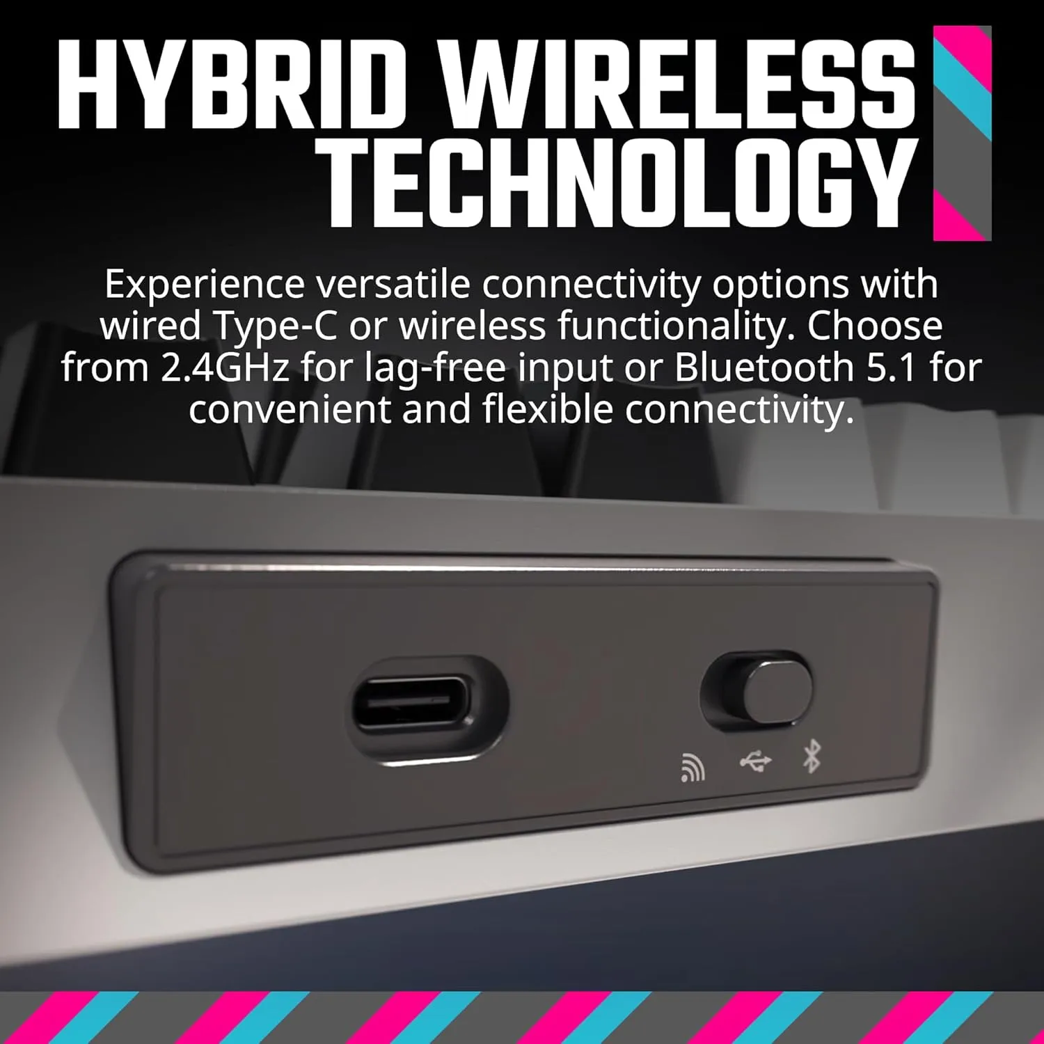 Cooler Master MK770 Wireless Mechanical RGB Gaming Keyboard, Kailh Box V2 Soft Click White Switches, Gasket Structure, Hot-Swappable, Bluetooth|2.4GHz, Tactile 3-Way Dial, QWERTY (MK-770-GKKW1-US)