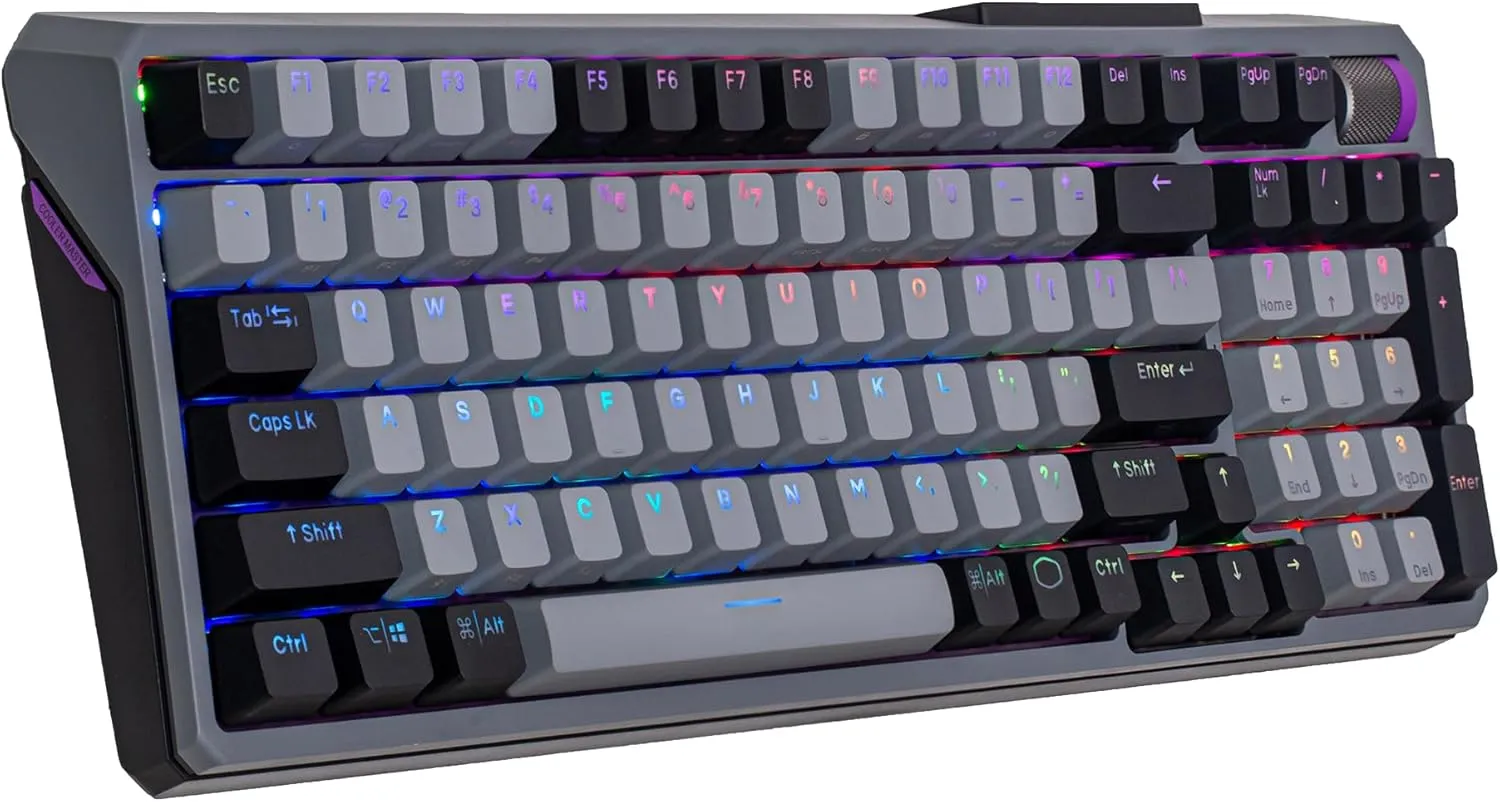 Cooler Master MK770 Wireless Mechanical RGB Gaming Keyboard, Kailh Box V2 Soft Click White Switches, Gasket Structure, Hot-Swappable, Bluetooth|2.4GHz, Tactile 3-Way Dial, QWERTY (MK-770-GKKW1-US)