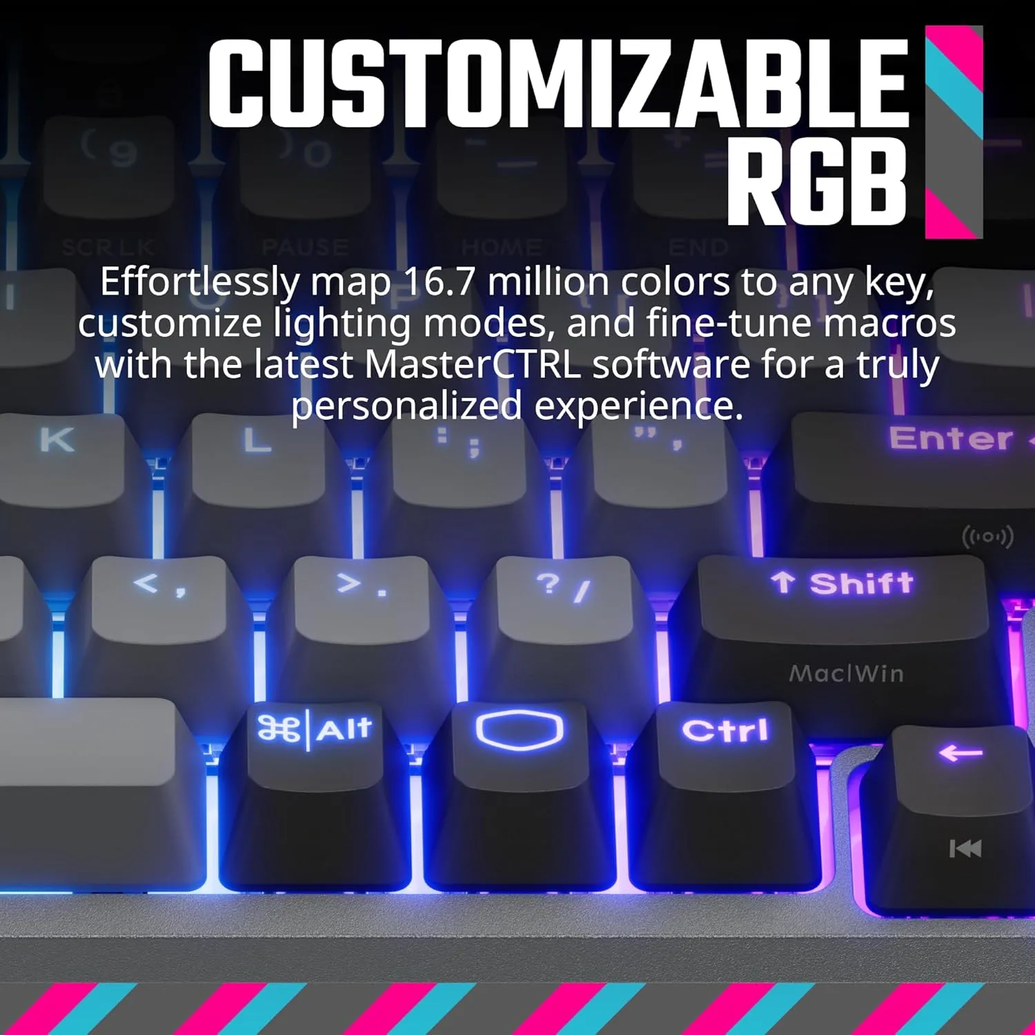 Cooler Master MK770 Wireless Mechanical RGB Gaming Keyboard, Kailh Box V2 Soft Click White Switches, Gasket Structure, Hot-Swappable, Bluetooth|2.4GHz, Tactile 3-Way Dial, QWERTY (MK-770-GKKW1-US)