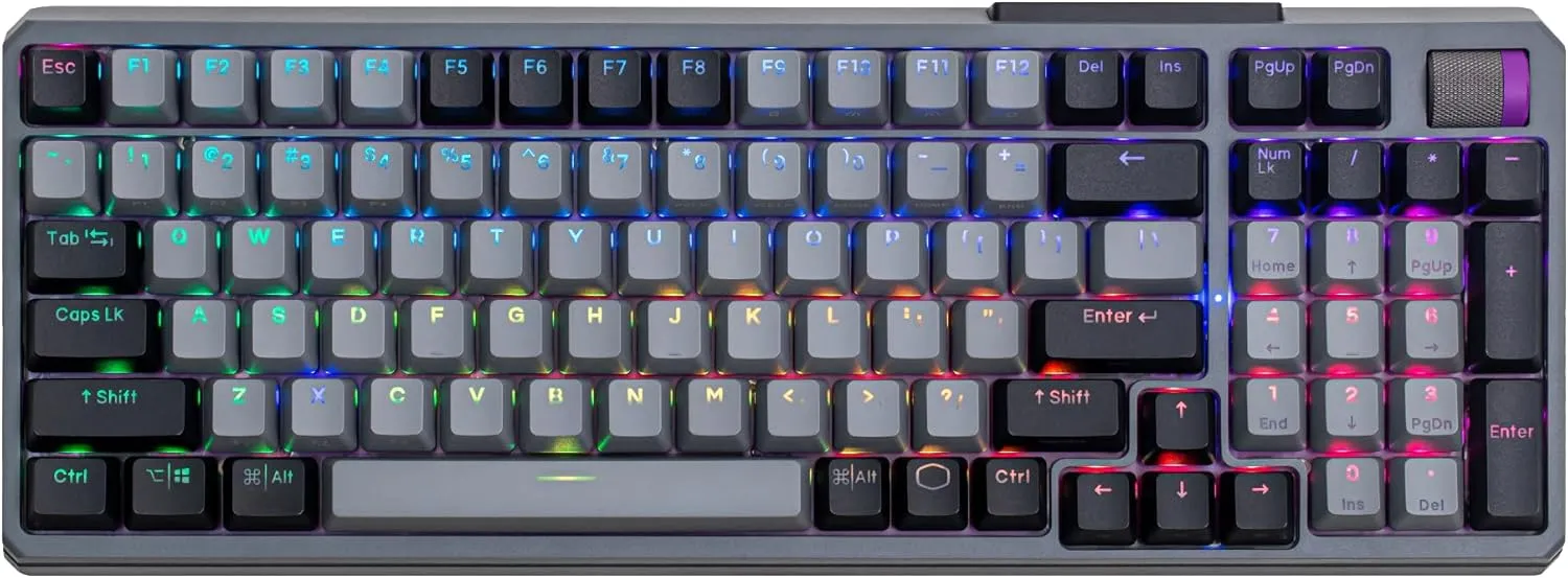 Cooler Master MK770 Wireless Mechanical RGB Gaming Keyboard, Kailh Box V2 Soft Click White Switches, Gasket Structure, Hot-Swappable, Bluetooth|2.4GHz, Tactile 3-Way Dial, QWERTY (MK-770-GKKW1-US)