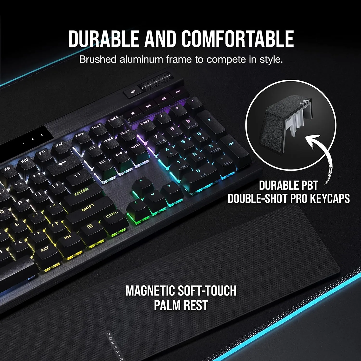 Corsair K70 RGB PRO Mechanical Wired Gaming Keyboard  Cherry MX Brown Tactile Switches  8,000hz Hyper-Polling  PBT Double-Shot Keycaps  iCUE Compatible  PC, Mac, Xbox  QWERTY NA  Black