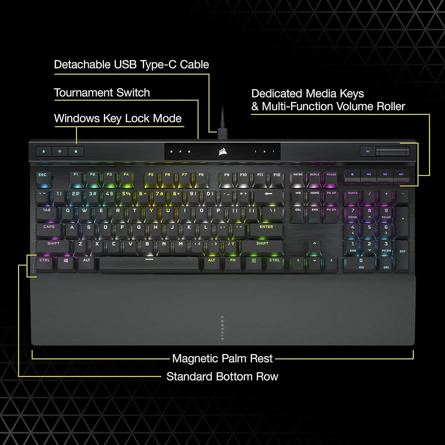 Corsair K70 RGB PRO Mechanical Wired Gaming Keyboard  Cherry MX Brown Tactile Switches  8,000hz Hyper-Polling  PBT Double-Shot Keycaps  iCUE Compatible  PC, Mac, Xbox  QWERTY NA  Black