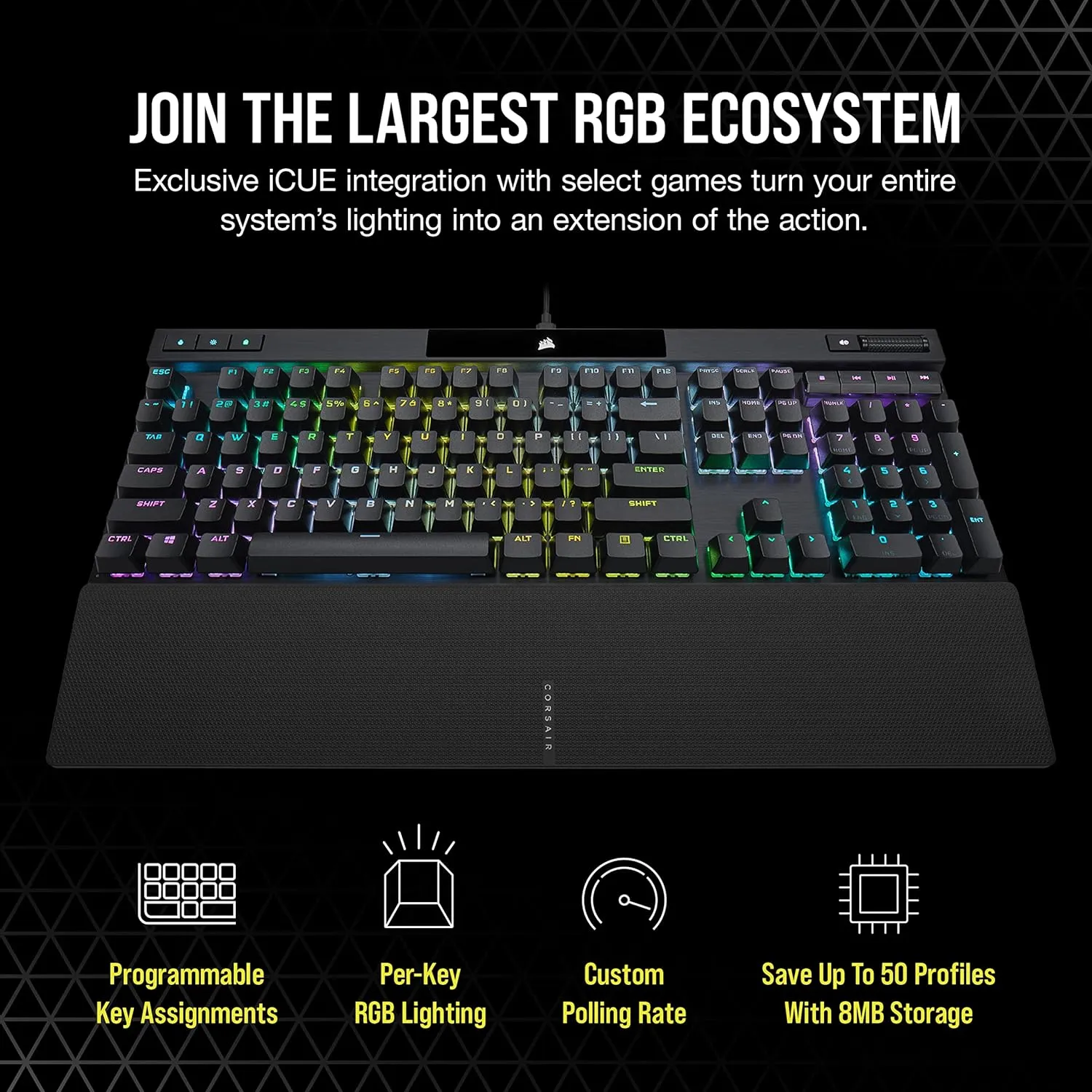 Corsair K70 RGB PRO Mechanical Wired Gaming Keyboard  Cherry MX Brown Tactile Switches  8,000hz Hyper-Polling  PBT Double-Shot Keycaps  iCUE Compatible  PC, Mac, Xbox  QWERTY NA  Black