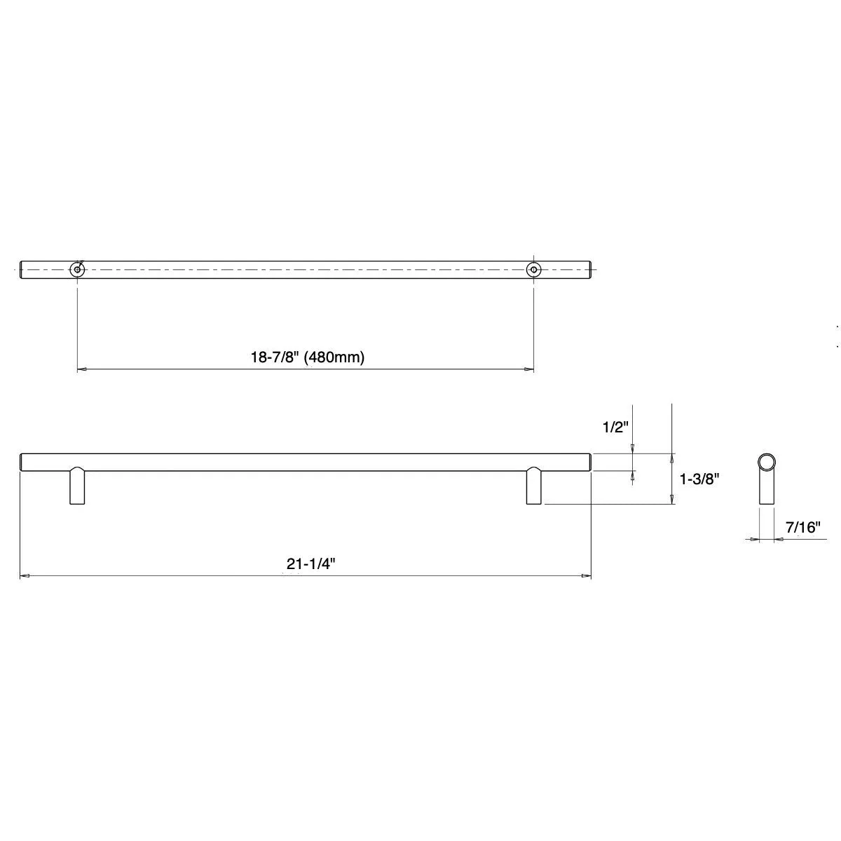Cosmas 305-480CH Polished Chrome Euro Style Bar Pull