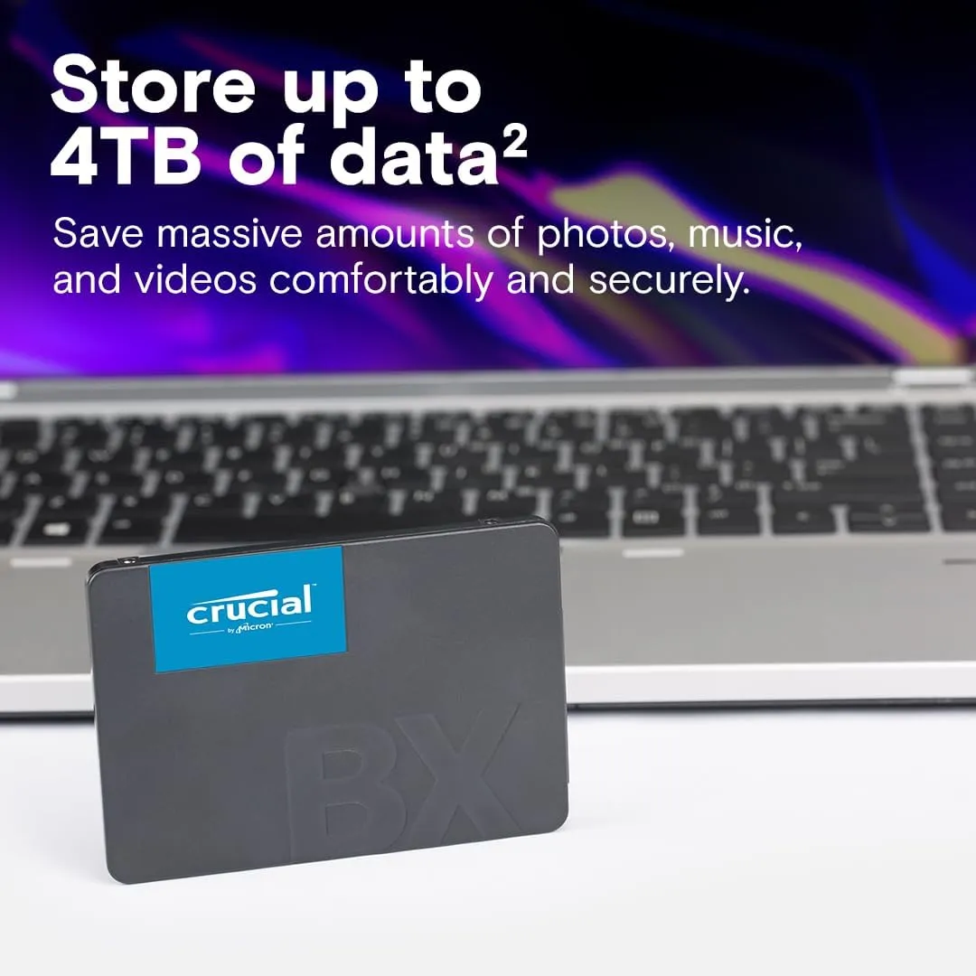 Crucial BX500 2TB 3D NAND SATA 2.5-Inch Internal SSD, up to 540MB/s - CT2000BX500SSD1, Solid State Hard Drive