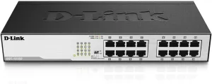 D-Link Ethernet Switch, 16 Port Gigabit Unmanaged Fanless Network Hub Desktop or Rack Mountable (DGS-1016D)