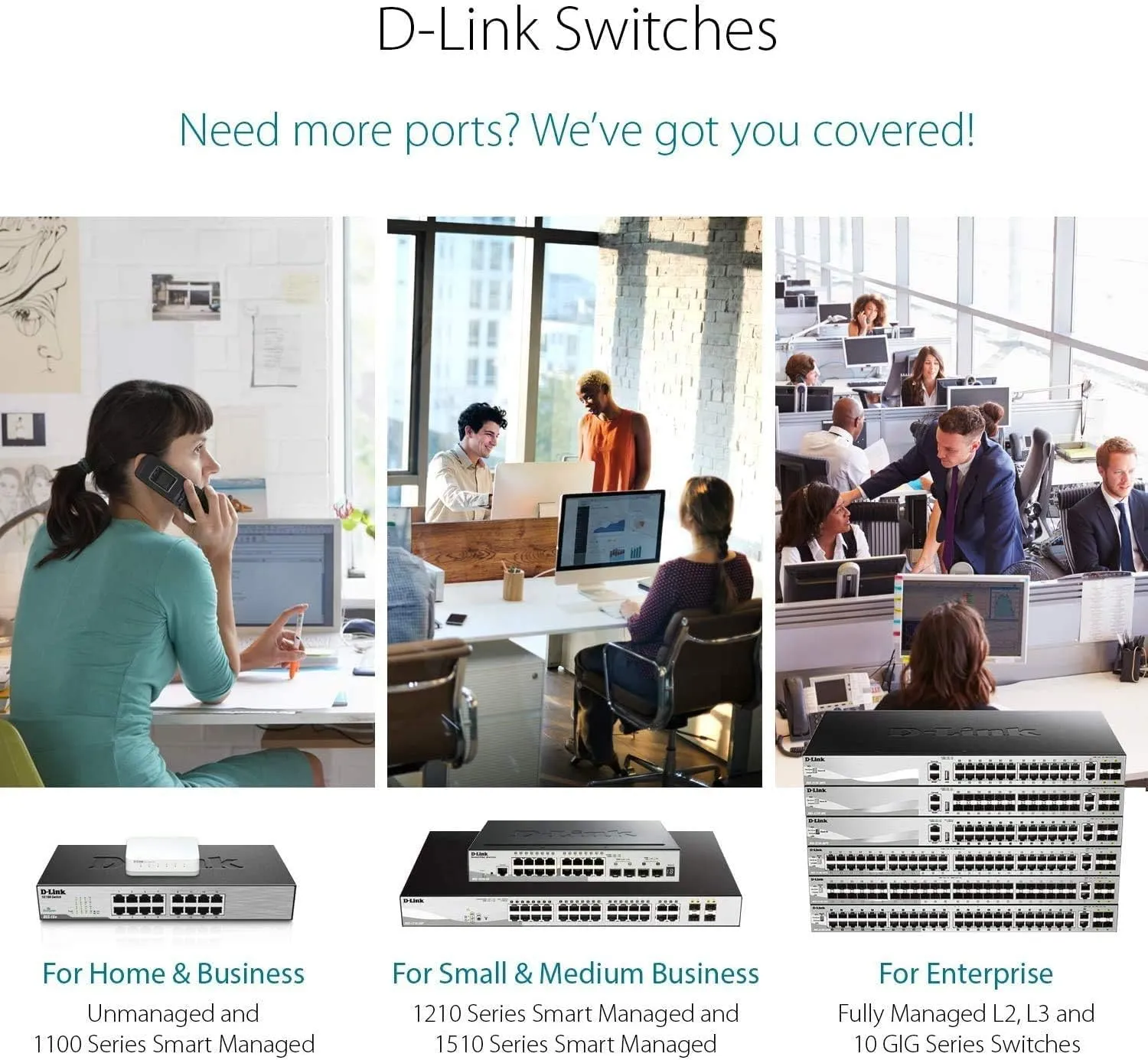 D-Link Ethernet Switch, 16 Port Gigabit Unmanaged Fanless Network Hub Desktop or Rack Mountable (DGS-1016D)