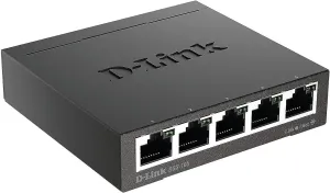 D-Link Ethernet Switch, 5 Port Gigabit Unmanaged Metal Desktop Plug and Play Compact (DGS-105),Black