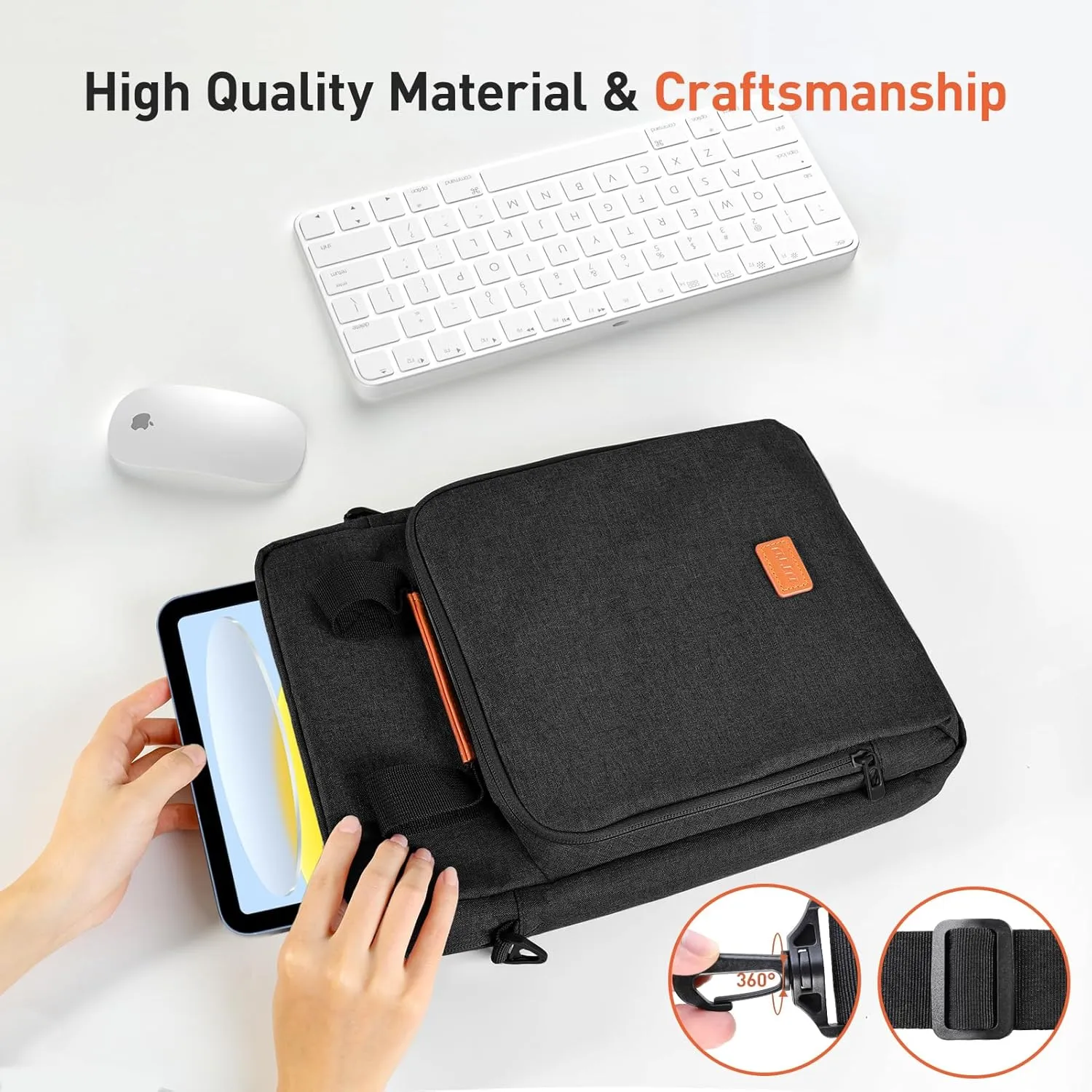 DTTO 9-11 Inch Tablet Sleeve Bag with Shoulder Strap, Double Handle Case Fits iPad 11-inch A16 / Air 11-inch M3 M2, iPad 10/9/8/7th Gen, iPad Air 5/4th Gen 10.9", iPad Pro 11, Galaxy Tab A9 , Black