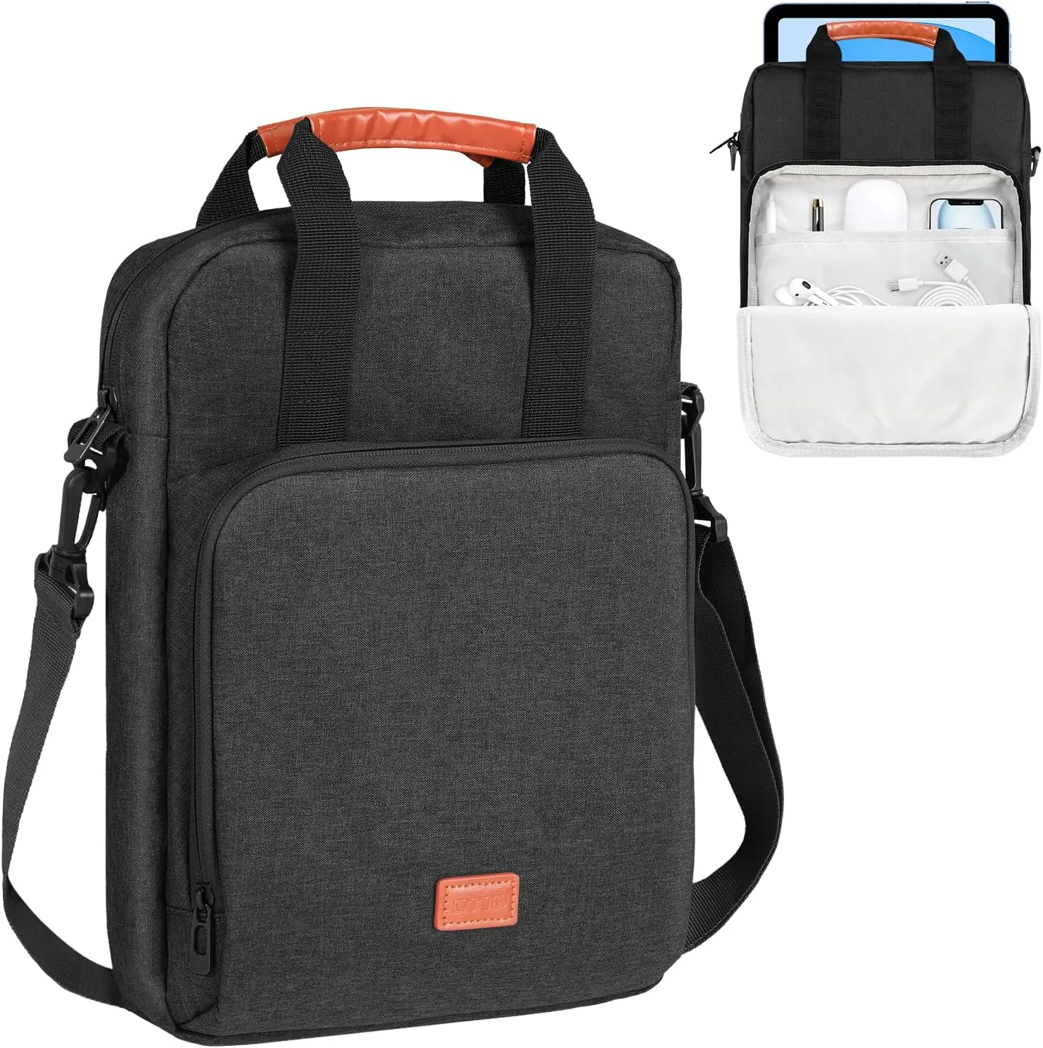 DTTO 9-11 Inch Tablet Sleeve Bag with Shoulder Strap, Double Handle Case Fits iPad 11-inch A16 / Air 11-inch M3 M2, iPad 10/9/8/7th Gen, iPad Air 5/4th Gen 10.9", iPad Pro 11, Galaxy Tab A9 , Black