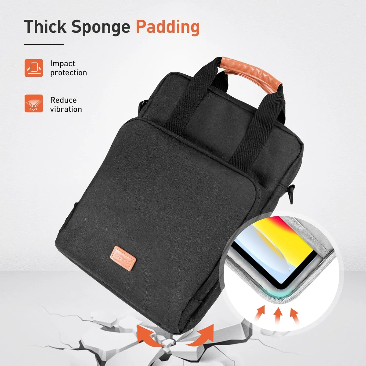 DTTO 9-11 Inch Tablet Sleeve Bag with Shoulder Strap, Double Handle Case Fits iPad 11-inch A16 / Air 11-inch M3 M2, iPad 10/9/8/7th Gen, iPad Air 5/4th Gen 10.9", iPad Pro 11, Galaxy Tab A9 , Black