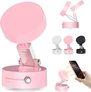 DUEDUE Vacuum Magnetic Suction Phone Holder, 2025 New Magnetic Suction Phone Mount, Foldable Portable Double-Sided Vacuum Magnetic adsorption Adjustable Mobile Phone Holder for All Phones (Pink)