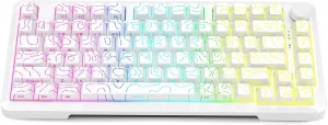 E-YOOSO Topographic RGB Mechanical Keyboard with Knob, 75% Gasket Hot Swappable Custom Gaming Keyboard, Side Printed PBT Keycaps, Tri-Mode Bluetooth/Wireless/Wired 81 Keys Compact Design