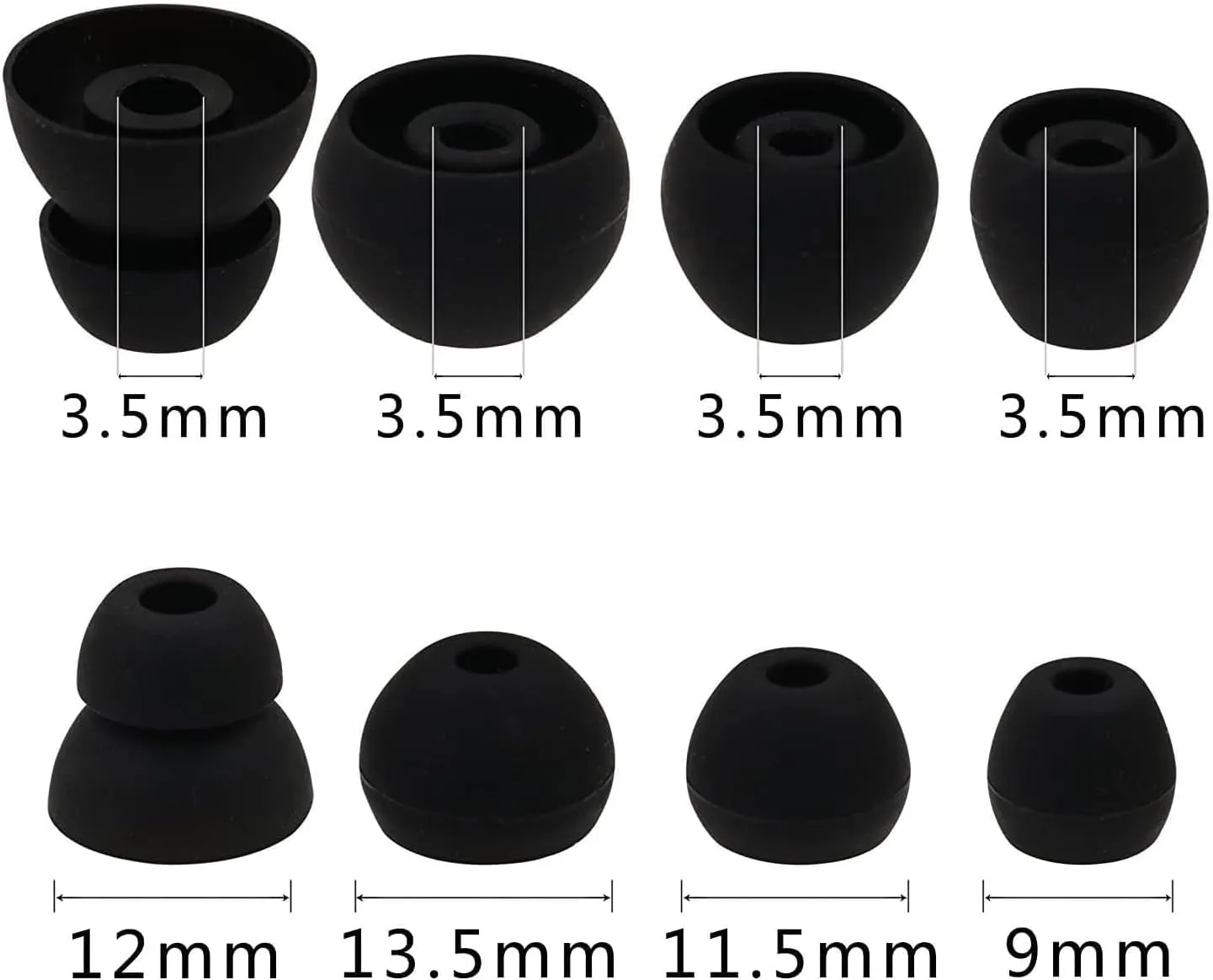 Eartips Compatible with Beats Flex Earbuds, S/M/L/D Sizes 12 Pairs Soft Silicone Replacement Tips Earbuds Eartips Compatible with Beats Flex, Black 24