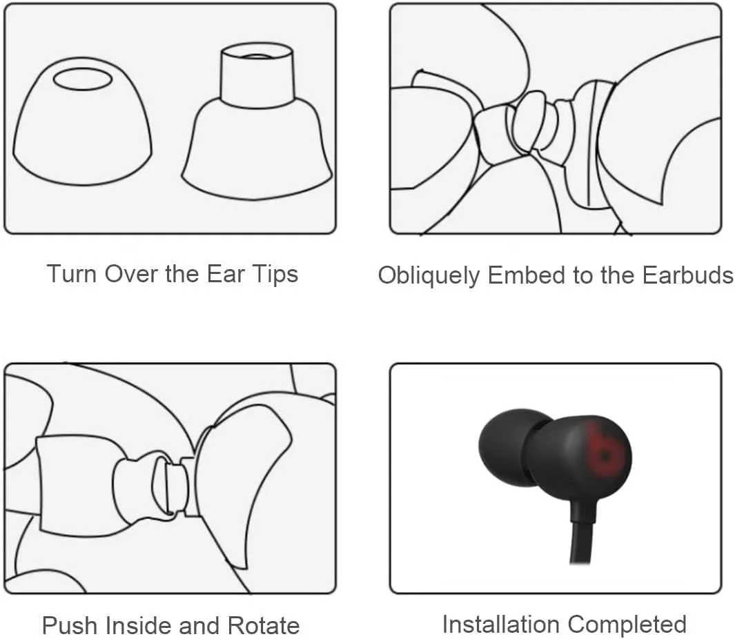 Eartips Compatible with Beats Flex Earbuds, S/M/L/D Sizes 12 Pairs Soft Silicone Replacement Tips Earbuds Eartips Compatible with Beats Flex, Black 24