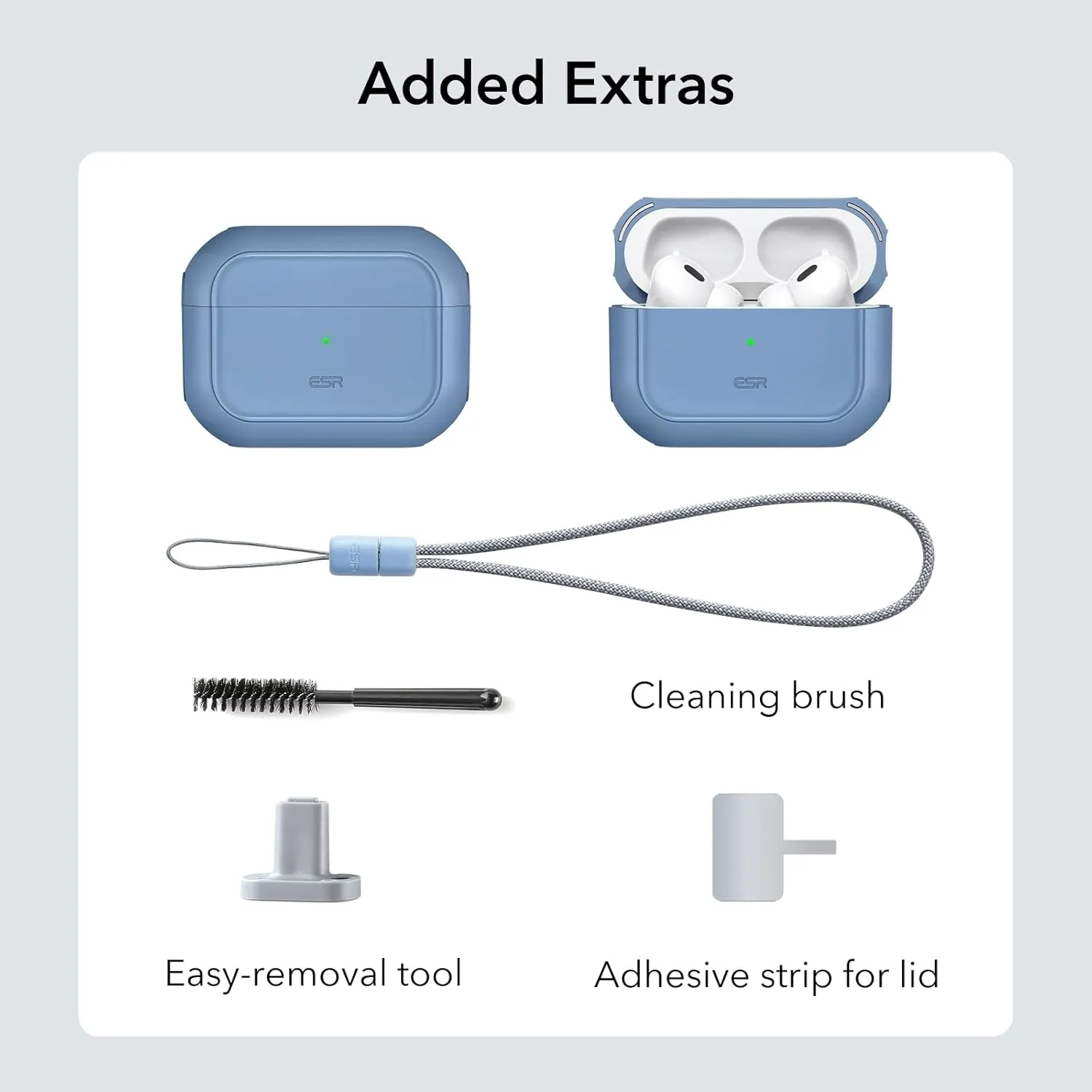 ESR for AirPods Pro 2 Case (HaloLock), Compatible with Airpods Pro Case 2nd / 1st Generation (2023/2022/2019), Compatible with MagSafe, Full Drop Protection Cover with Lanyard, Blue