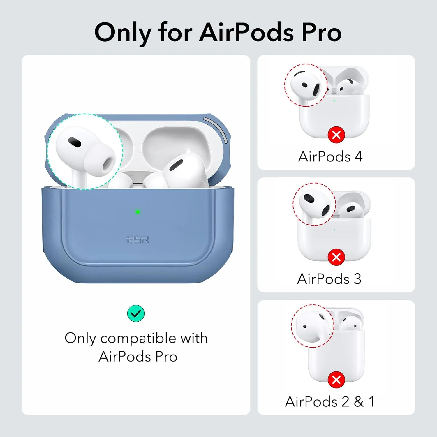 ESR for AirPods Pro 2 Case (HaloLock), Compatible with Airpods Pro Case 2nd / 1st Generation (2023/2022/2019), Compatible with MagSafe, Full Drop Protection Cover with Lanyard, Blue