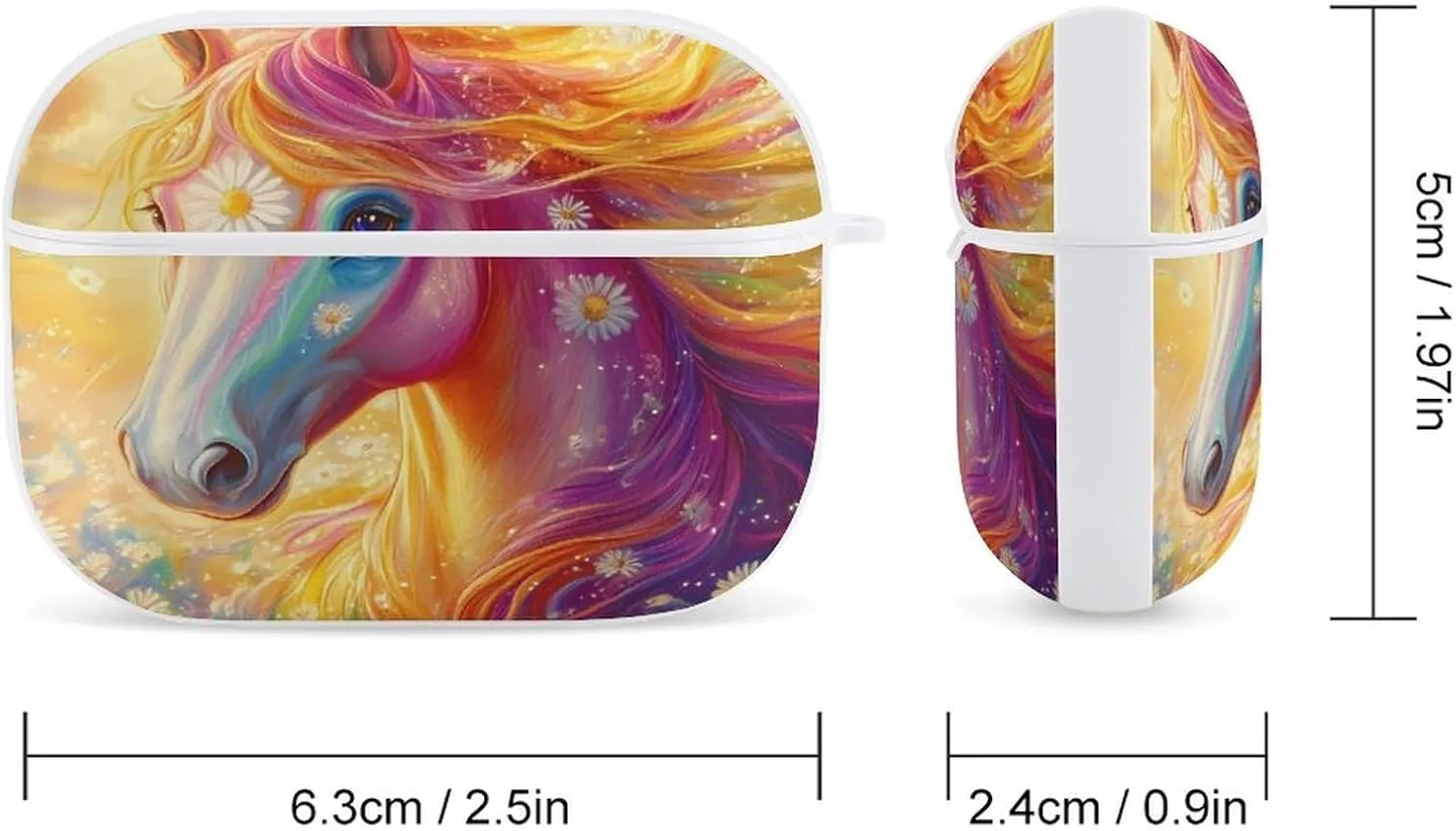 Farmhouse Horse Daisy Earbud Case Bluetooth Headphone Case Full Protective Case with Keychain Compatible with Airpods Pro White-Style
