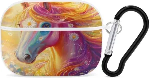Farmhouse Horse Daisy Earbud Case Bluetooth Headphone Case Full Protective Case with Keychain Compatible with Airpods Pro White-Style