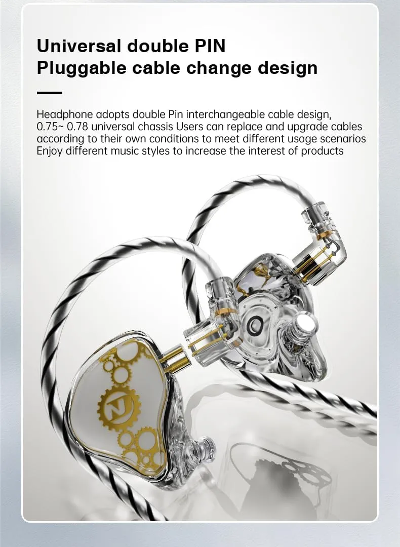 FEDAI ND Venus in Ear Monitor Headphones, 10mm Double Magnetic Dynamic Driver IEM Earphones, HiFi Wired Gaming Earbuds, 2 Pin Detachable Cable (with Mic, White, Type C Plug)