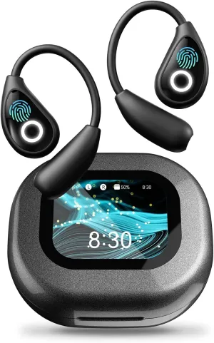 Fervidus AI Language Translation Earbuds, LCD Touch Screen OWS Real-Time Translator for 144 Languages, Headphones Translation Device Ideal for Travel Business Learning