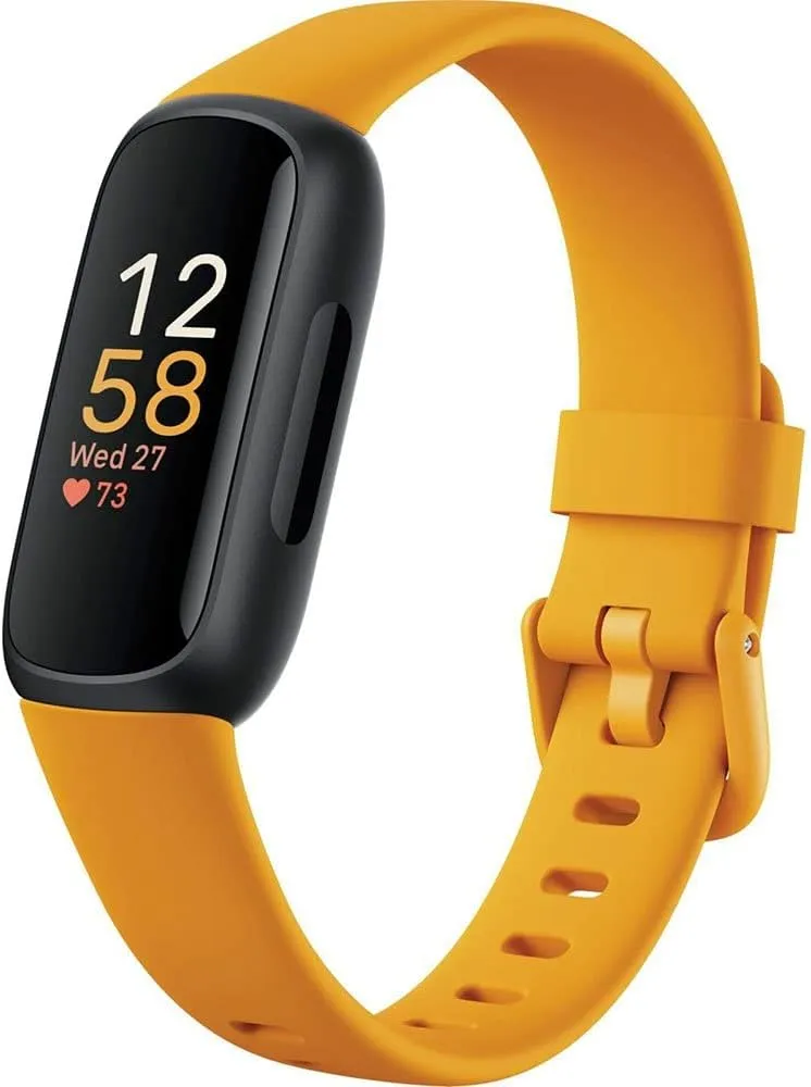 Fitbit Inspire 3 Fitness Tracker  Advanced Health Insights with Stress Management, Workout Intensity & Sleep Tracking, 24/7 Heart Rate, Includes Small and Large Classic Bands - Morning Glow/Black