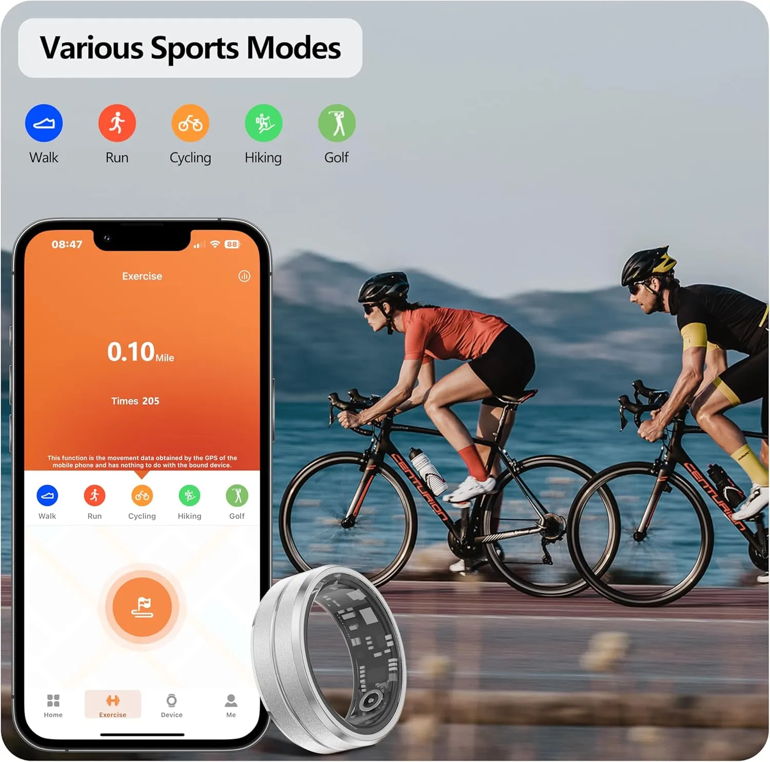 Fitness Tracker Smart Ring for Women & Men,Step Counter,Heart Rate Monitor Blood Oxygen Sleep Tracker, 5-7 Days Battery Life, Compatible with iOS & Android (Silver, 10)