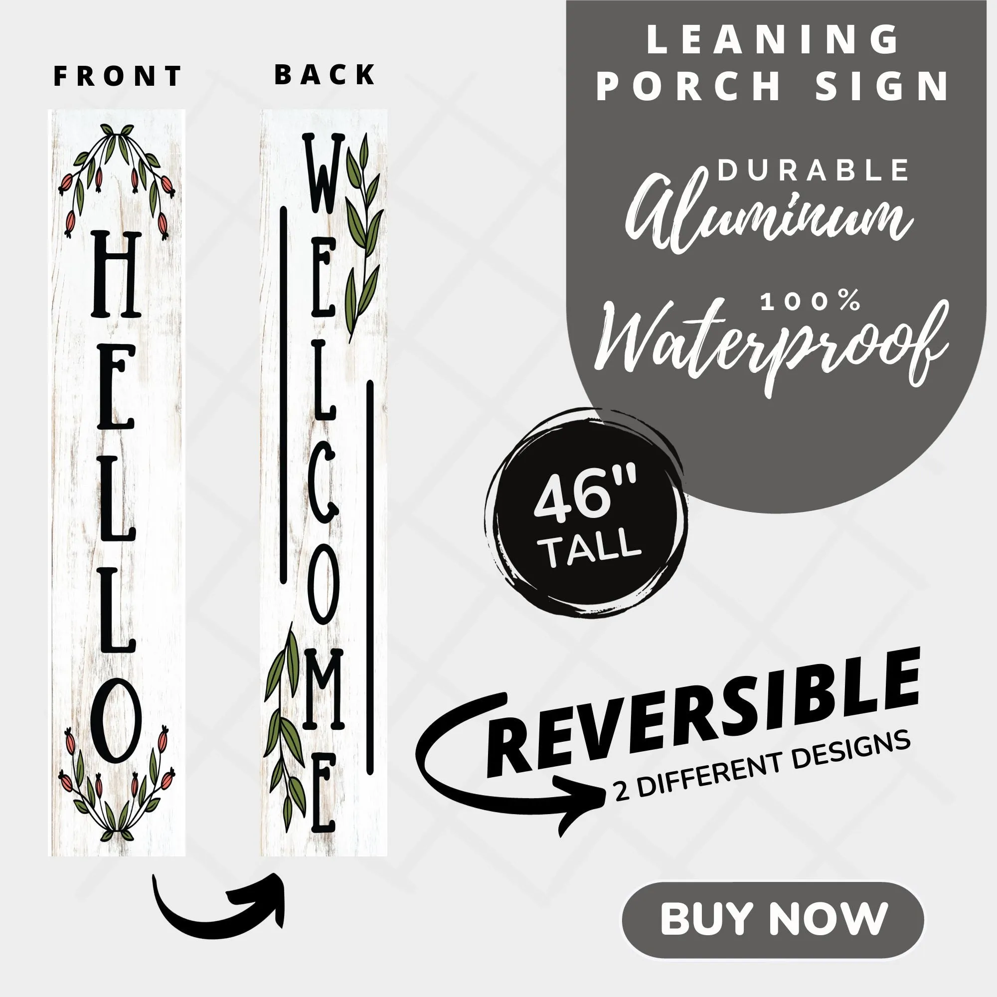 Floral Hello Porch Leaner Welcome Sign