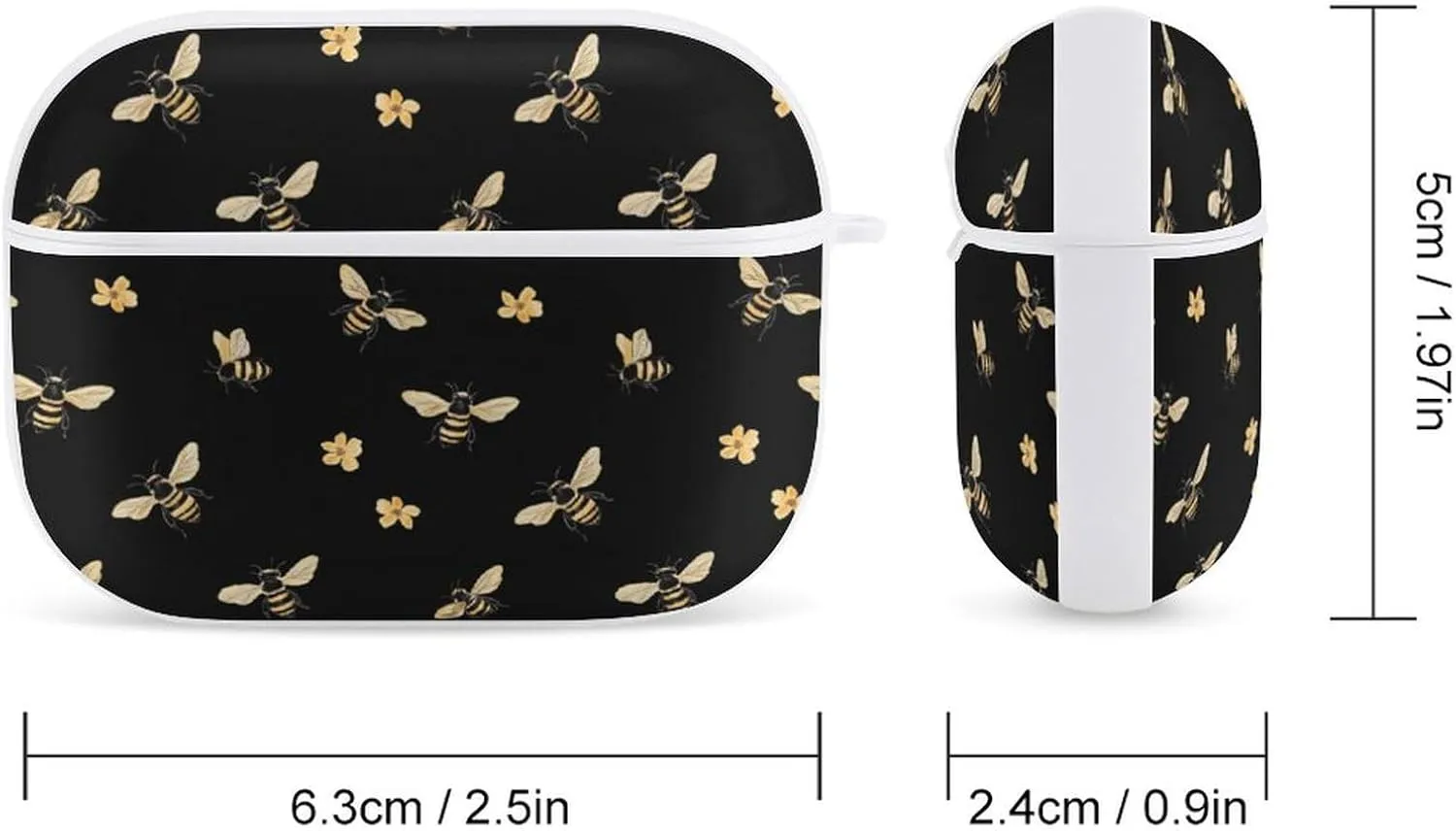 Flower Bee Earbud Case Bluetooth Headphone Case Full Protective Case with Keychain Compatible with Airpods Pro White-Style