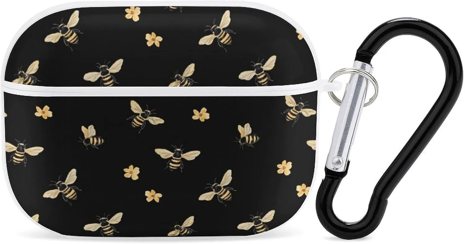 Flower Bee Earbud Case Bluetooth Headphone Case Full Protective Case with Keychain Compatible with Airpods Pro White-Style
