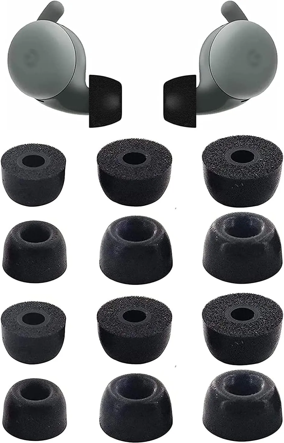 Foam Eartips Compatible with Pixel Buds A-Series Earbuds, 6 Pairs S/M/L Sizes Soft Memory Foam Ear Tips Foam Tips Eartips Earbuds Tips Compatible with Pixel Buds A-Series Earbuds, Black 12