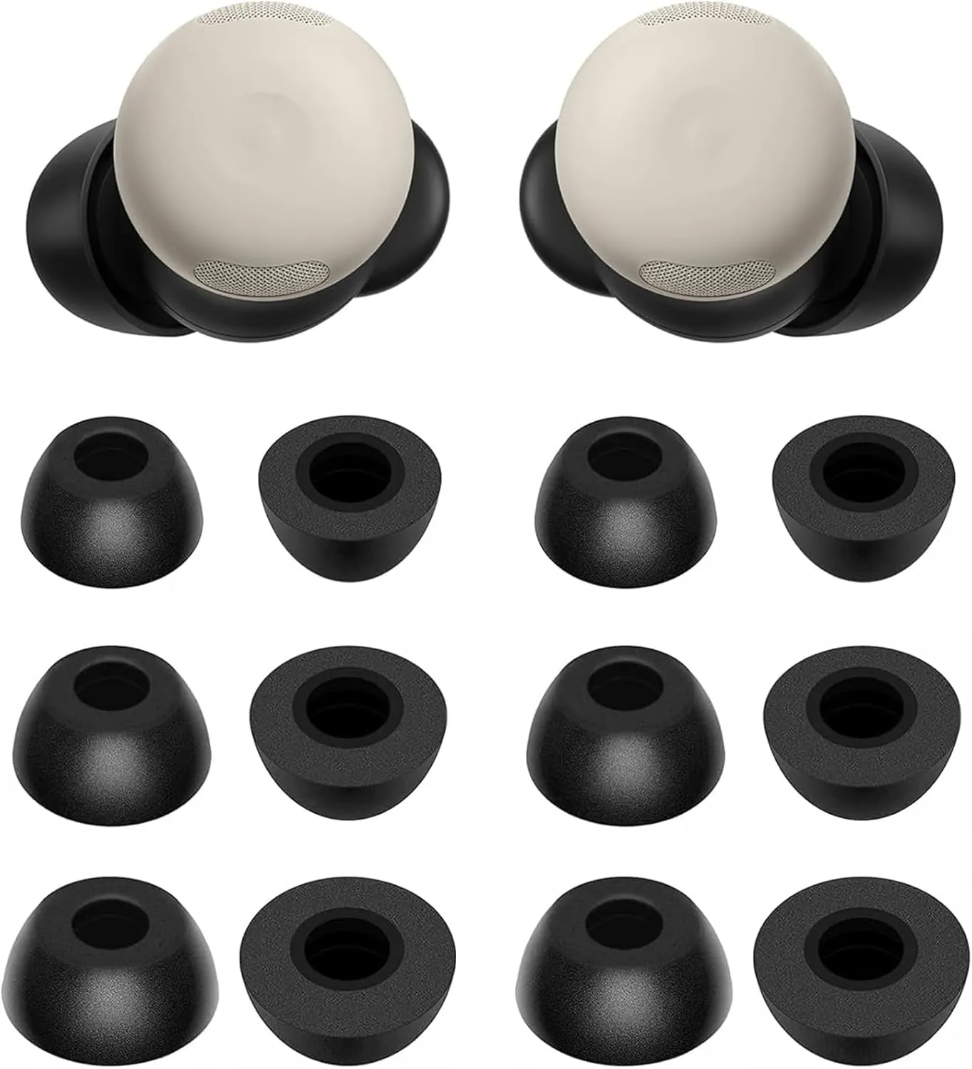 Foam Eartips Compatible with Pixel Buds Pro 2 Earbuds, 6 Pairs S/M/L Sizes Soft Memory Foam Replacement Ear Tips Eartips Earbuds Tips Compatible with Pixel Buds Pro 2 6 Pairs Black