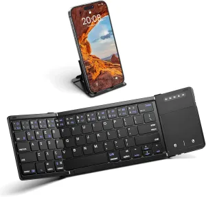 Foldable Bluetooth Keyboard, Portable Wireless Folding Keyboard with touchpad, Travel Pocket for iOS, Mac OS, Android, Windows Laptop Tablet Smartphone (BT5.1 x 3)