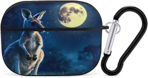 Funny Kangarooes Moon Earbud Case Bluetooth Headphone Case Full Protective Case with Keychain Compatible with Airpods Pro Black-Style
