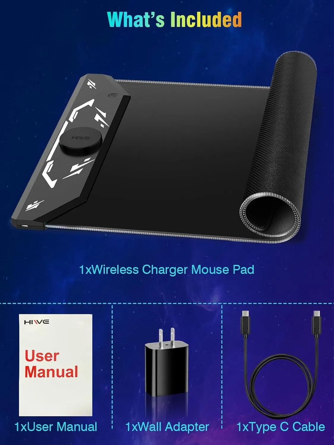 Gaming Mouse Pad, Magnetic Wireless Charging Mouse Pad Gaming, 35"x15.8" Large RGB Desk Mat for Laptop/Keyboard, 24 Light Effects, Non-Slip Base, Waterproof Ultra-Smooth Surface, with Adapter, Black