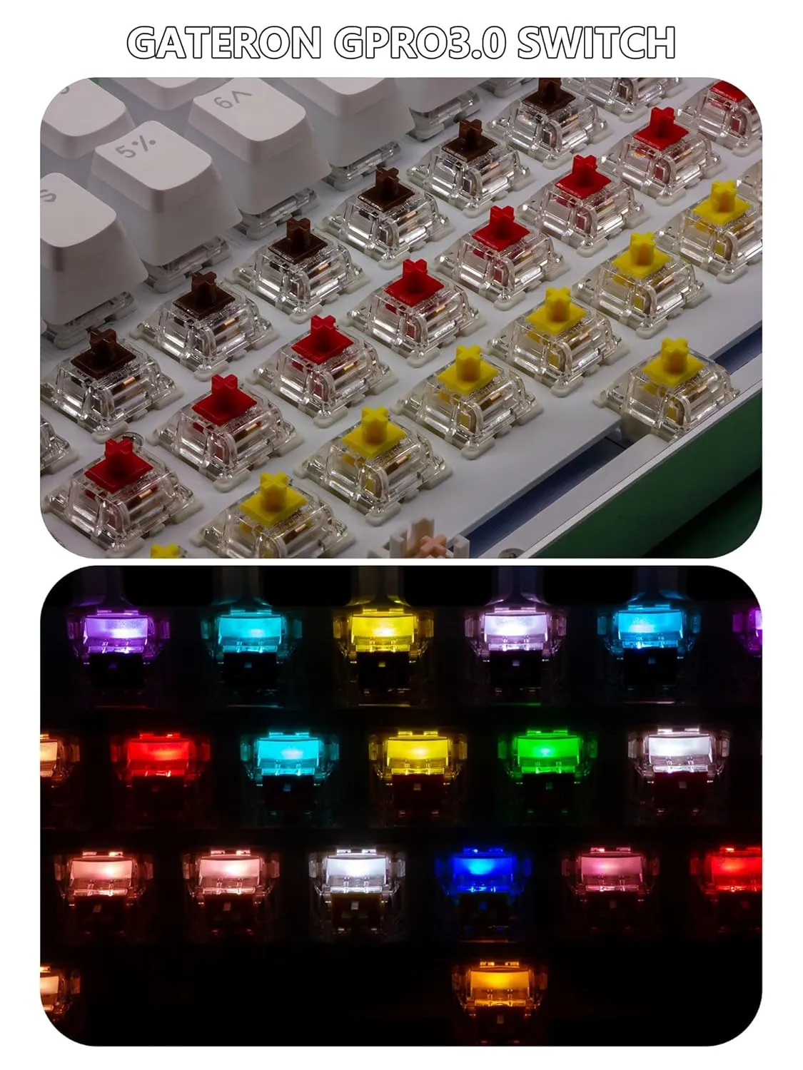 Gateron 35Pcs Pre lubed G pro V3.0 MX Mechanical Gaming Keyboard Split Tactile 55gf Switches,POM Stem Linear RGB SMD Switches 3 pin (Brown)