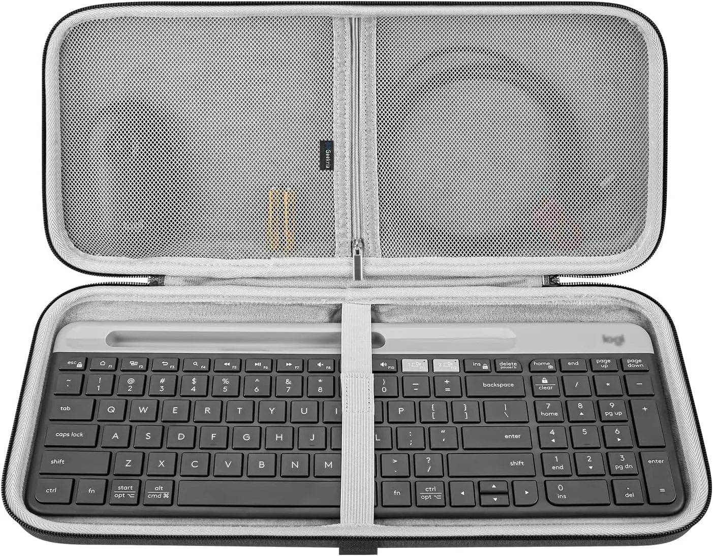 Geekria Keyboard Carrying Case, Hard Shell Protective Travel Bag, Compatible with Logitech MK470 Slim Wireless Keyboard and Mouse Combo, Logitech MK470, Logitech K585, Logitech K580 (Dark Gray)