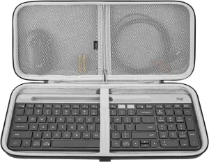 Geekria Keyboard Carrying Case, Hard Shell Protective Travel Bag, Compatible with Logitech MK470 Slim Wireless Keyboard and Mouse Combo, Logitech MK470, Logitech K585, Logitech K580 (Dark Gray)