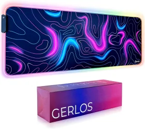 Gerlos RGB Large Gaming Mouse Pad, Extended Soft LED Mouse Pad, Non-Slip Rubber Base, Water Resist Keyboard Pad, Computer Mousepad 31.511.8 inches