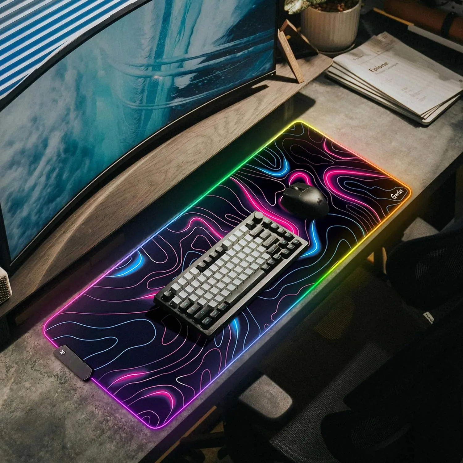 Gerlos RGB Large Gaming Mouse Pad, Extended Soft LED Mouse Pad, Non-Slip Rubber Base, Water Resist Keyboard Pad, Computer Mousepad 31.511.8 inches
