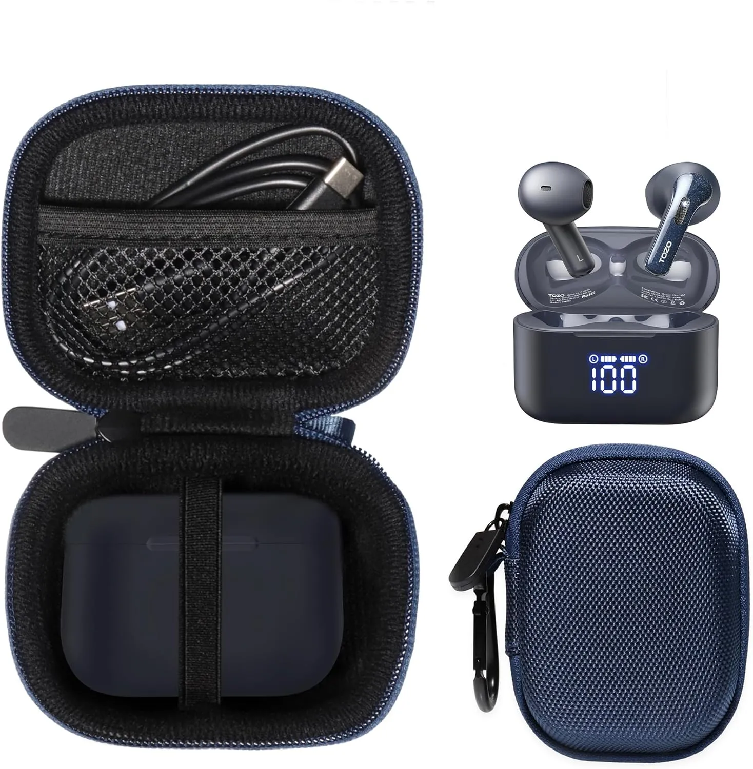 GETGEAR case for TOZO T21 Wireless Earbuds, 5.3 Bluetooth Headphone and T20 Wireless Earbuds Bluetooth Headphones (Blue)