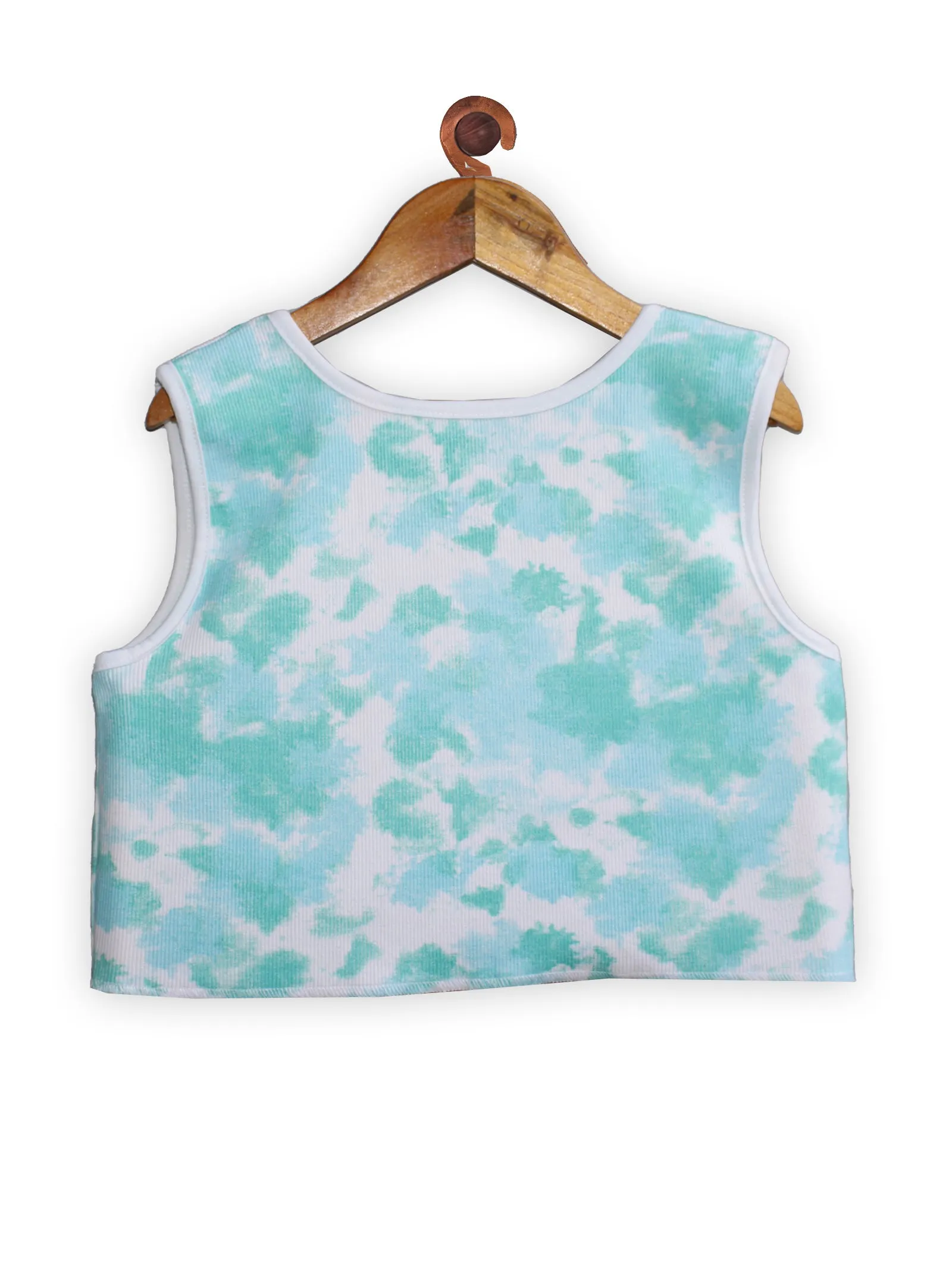 Girls Tie & Dye Print Rib Crop Tank Top