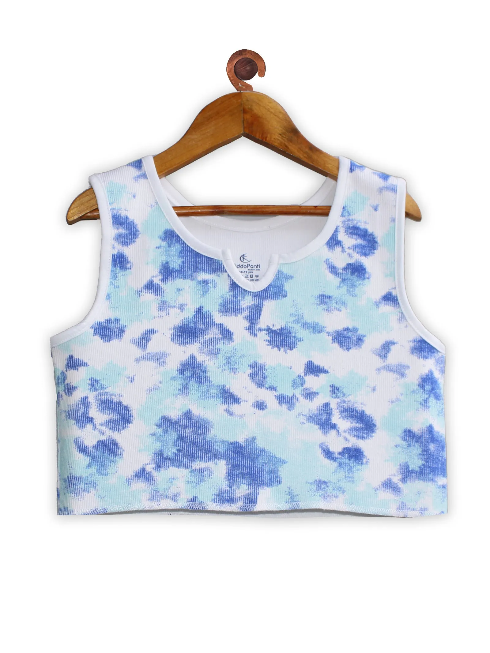 Girls Tie & Dye Print Rib Crop Tank Top